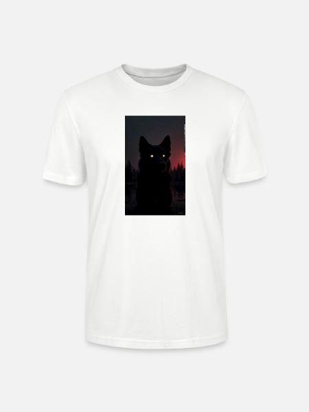 Mysterious Black Wolf at Night - Stanley/Stella Crafter Unisex Organic T-Shirt - white