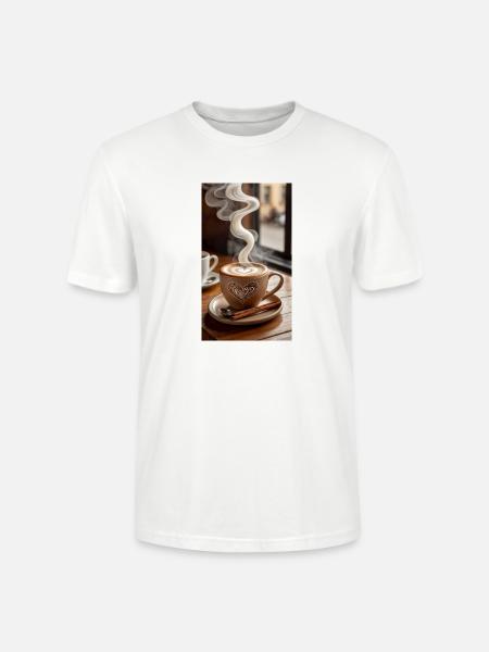 Heart Latte Steam Art - Stanley/Stella Crafter Unisex Organic T-Shirt - white
