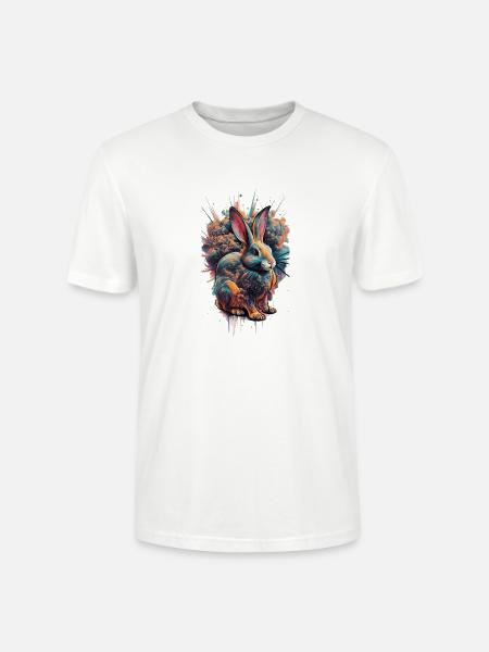 Neon Splash Rabbit - Stanley/Stella Crafter Unisex Organic T-Shirt - white