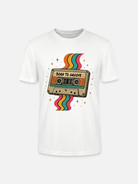 Vintage Boho Cassette Tape Design - Stanley/Stella Crafter Unisex Organic T-Shirt - white