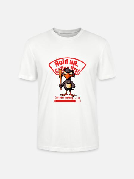 Caffeinated Crow Loading Graphic - Stanley/Stella Crafter Unisex Organic T-Shirt - white