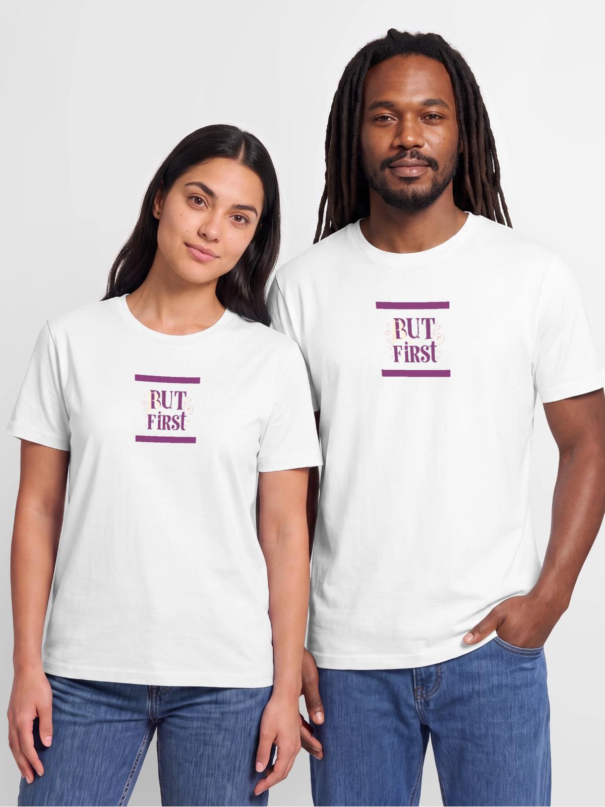 Whimsical - Stanley/Stella Crafter Unisex Organic T-Shirt - white - Front - AI Model Male 185 dark (185cm) & AI Model Female 180 light (180cm)