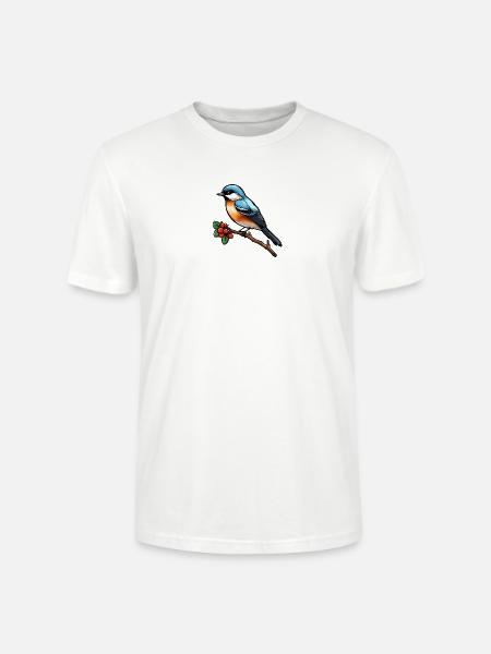 طائر السعادة الصغير - تصميم فني. - Stanley/Stella Crafter Unisex Organic T-Shirt - white
