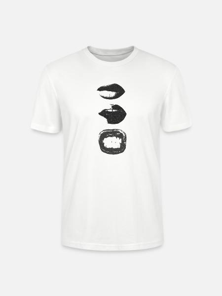 Mono Lip Print Kiss Pattern - Stanley/Stella Crafter Unisex Organic T-Shirt - white