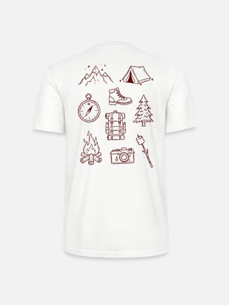 Adventure Enthusiast Camping Doodle Collage - Stanley/Stella Crafter Unisex Organic T-Shirt - white