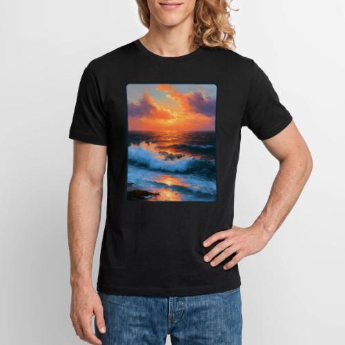 Sunset Storm Waves Oil Painting - Stanley/Stella Crafter Unisex Organic T-Shirt