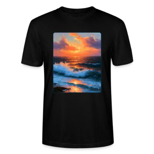 Sunset Storm Waves Oil Painting - Stanley/Stella Crafter Unisex Organic T-Shirt