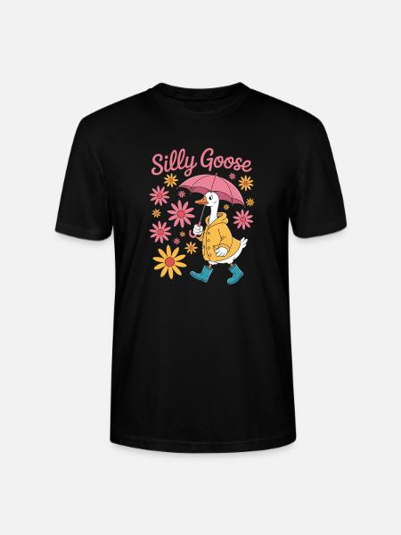 Silly Goose With Umbrella - Stanley/Stella Crafter Unisex Organic T-Shirt - black