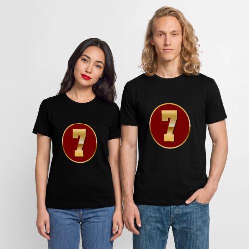 Number 7 in Gold Varsity Font - Stanley/Stella Crafter Unisex Organic T-Shirt