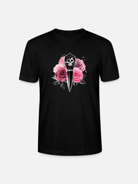 Roses and Skull Dagger - Stanley/Stella Crafter Unisex Organic T-Shirt - black