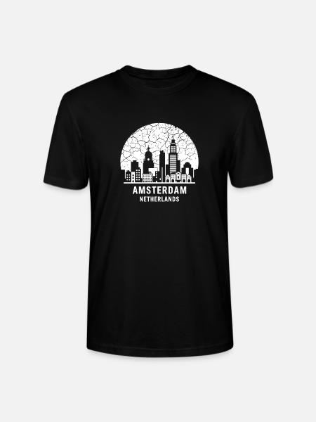 Amsterdam Skyline Silhouette Design - Stanley/Stella Crafter Unisex Organic T-Shirt - black
