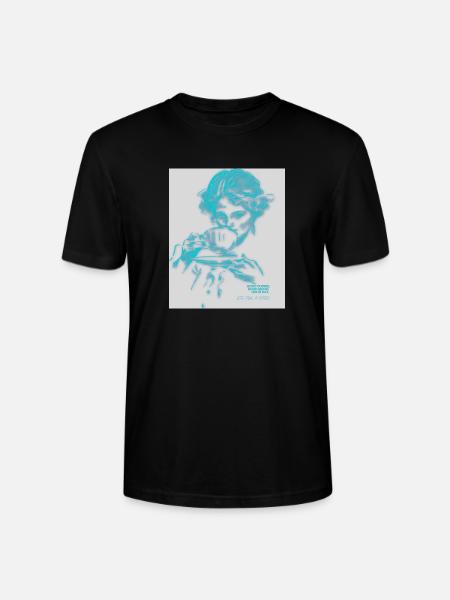 Cyan Coffee Sketch Portrait - Stanley/Stella Crafter Unisex Organic T-Shirt - black