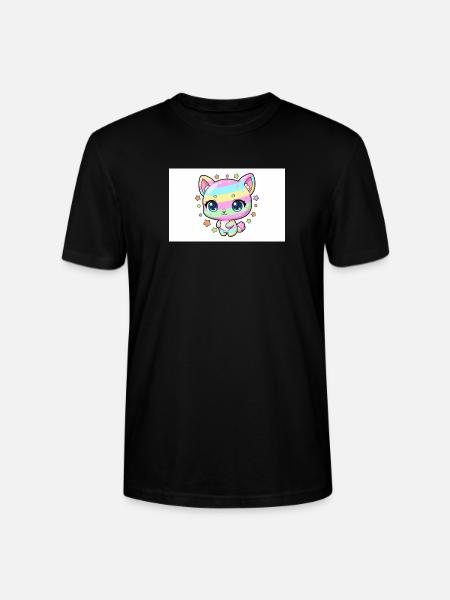 Pastel Rainbow Kitten - Stanley/Stella Crafter Unisex Organic T-Shirt - black