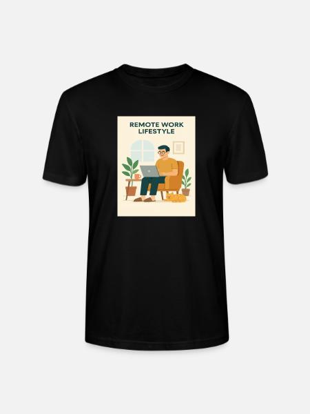 Remote Work Lifestyle Illustration - Stanley/Stella Crafter Unisex Organic T-Shirt - black