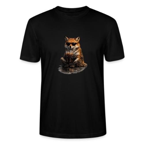 Cool Red Fox Wearing Sunglasses Drinking Coffee - Stanley/Stella Crafter Unisex Organic T-Shirt