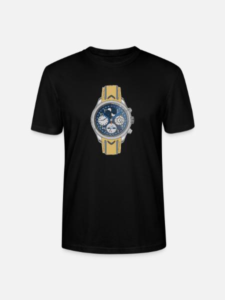 Moonphase Chrono Blue Dial Watch - Stanley/Stella Crafter Unisex Organic T-Shirt - black