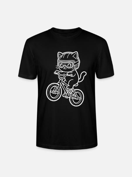 Kawaii Cat Riding BMX Bike - Stanley/Stella Crafter Unisex Organic T-Shirt - black