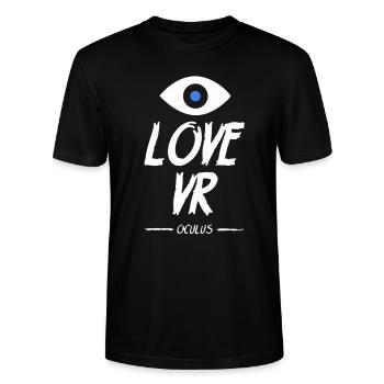 LOVE VR (white) - Stanley/Stella Crafter Unisex Organic T-Shirt - black - Front - AI Model Male 185 light (185cm) & AI Model Female 180 light (180cm)