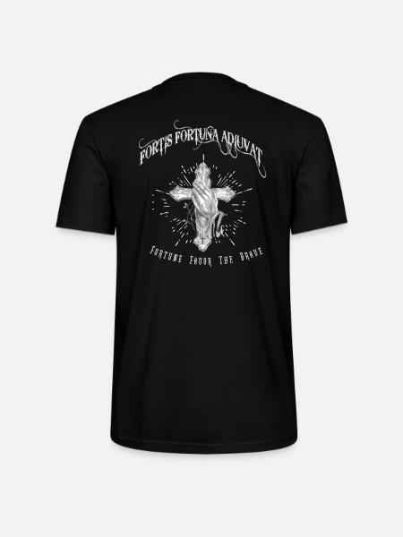 Fortis Fortuna Adiuvat - Cross and Hand Tattoo - Stanley/Stella Crafter Unisex Organic T-Shirt - black