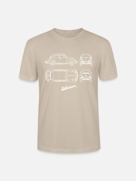Volkswagen VW Blueprint Beetle White With VW Logo - Stanley/Stella Crafter Unisex Organic T-Shirt - dust