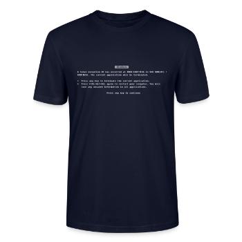 Blue Screen of Death - Stanley/Stella Crafter Unisex Organic T-Shirt - french navy - Front - AI Model Male 185 light (185cm) & AI Model Female 180 light (180cm)