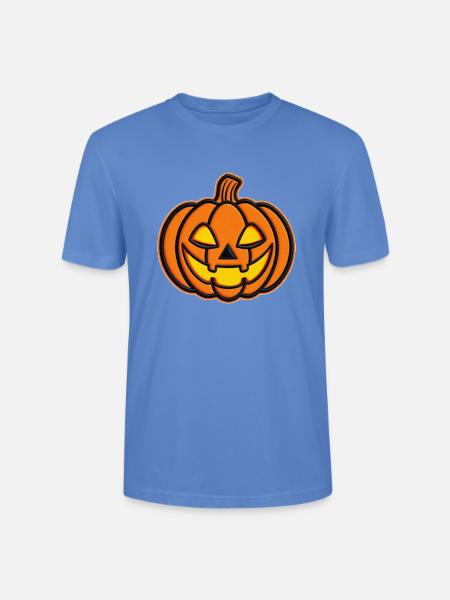 Pumpkin Jack-o-Lantern Patch - Stanley/Stella Crafter Unisex Organic T-Shirt - bright blue