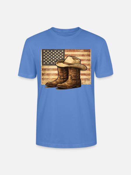 Rustic Rodeo Patriot Western Americana - Stanley/Stella Crafter Unisex Organic T-Shirt - bright blue