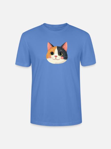 cute cat face - Stanley/Stella Crafter Unisex Organic T-Shirt - bright blue