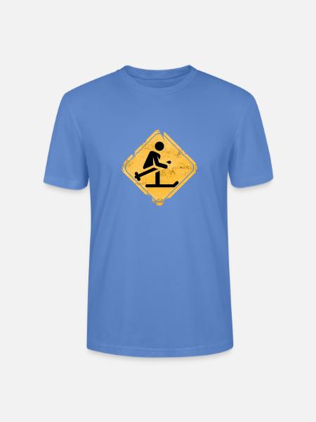 Snowboard Jump Hazard Sign - Stanley/Stella Crafter Unisex Organic T-Shirt - bright blue