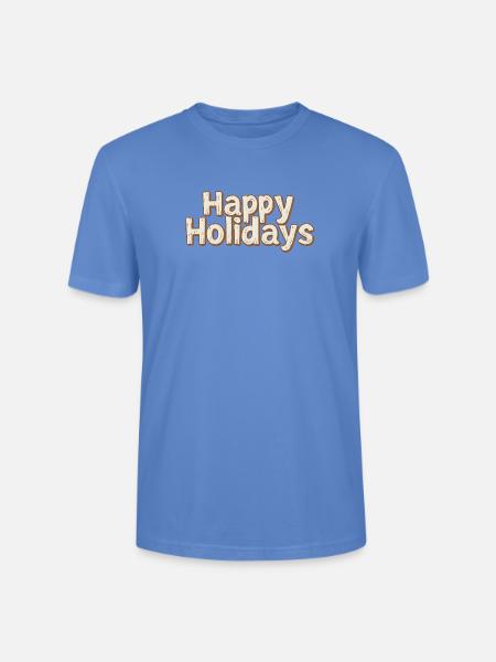 Happy Holidays Rustic Lettering - Stanley/Stella Crafter Unisex Organic T-Shirt - bright blue