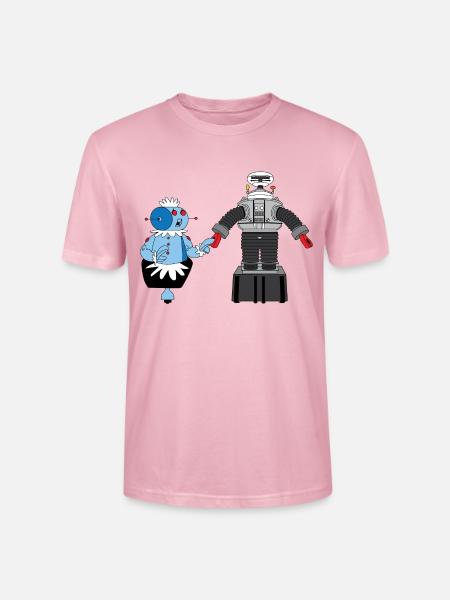 Rosie and Lost in Space Robot - Stanley/Stella Crafter Unisex Organic T-Shirt - pale pink