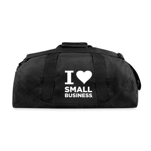 I Heart Small Business Logo (All White) - Duffel Bag