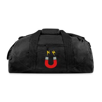 Magnet logo lightning funny - Recycled Duffel Bag - black - Front