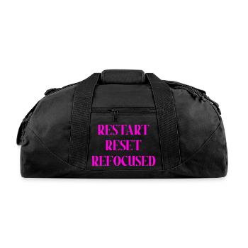 RESTART RESET REFOCUSED (PINK PRINT) - Recycled Duffel Bag - black - Front