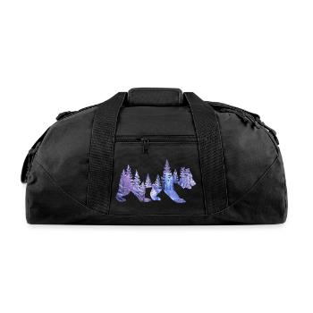 Bear Double Exposure Surreal Wildlife Animal Tee - Recycled Duffel Bag - black - Front