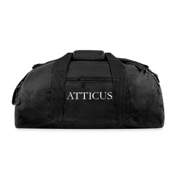 ATTICUS Garamond White Print - Recycled Duffel Bag - black - Front