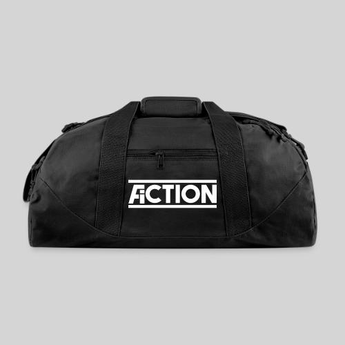 Action Fiction Logo (White) - Recycled Duffel Bag