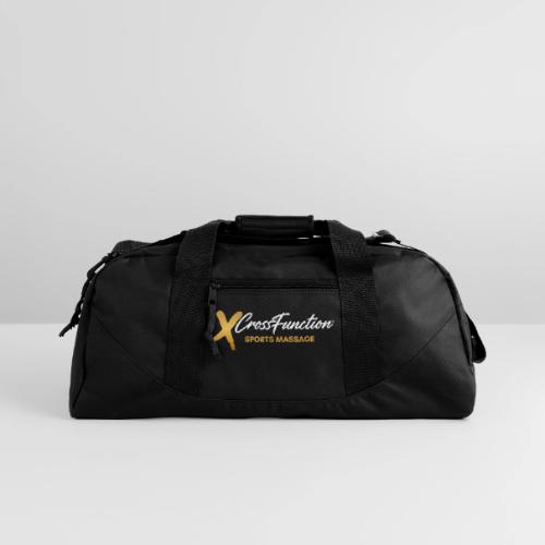 White XF SPORTS MASSAGE LOGO (front only) - Recycled Duffel Bag