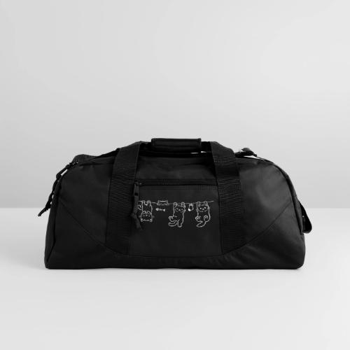 Minimalist Hanging Cats Line Art - Cute Kittens - Recycled Duffel Bag