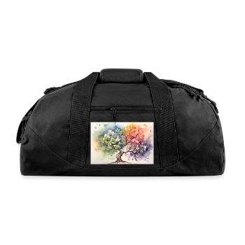 Watercolor Tree of Seasons - Recycled Duffel Bag - black - Front