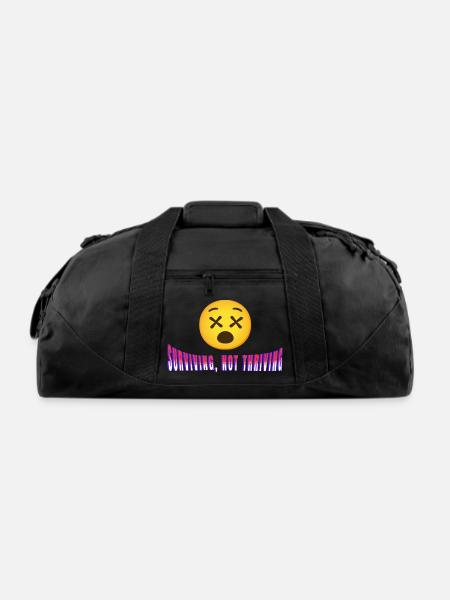 Surviving, Not Thriving - Recycled Duffel Bag - black