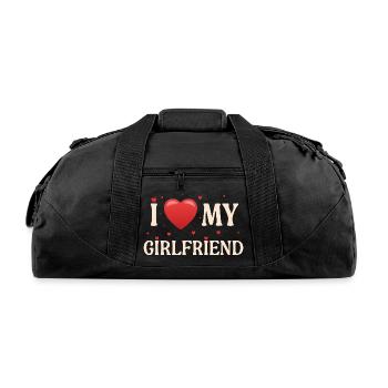 I Love My Girlfriend Heart  - Recycled Duffel Bag - black - Front