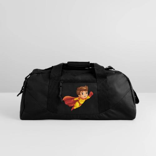 Cheerful Cartoon Superhero Boy Flying High - Recycled Duffel Bag