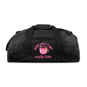 Good Days Start With Tea - Recycled Duffel Bag - black - Front