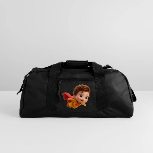 Flying Cartoon Superhero Boy in Yellow Suit - Recycled Duffel Bag
