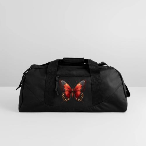 Bright Red, Black, and Yellow Butterfly - Recycled Duffel Bag
