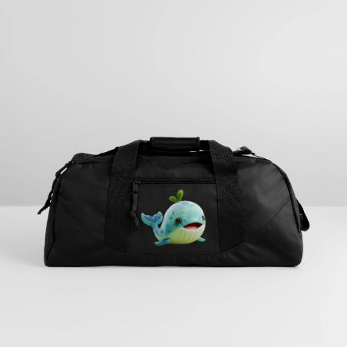 Playful Green-Blue Baby Whale - Recycled Duffel Bag