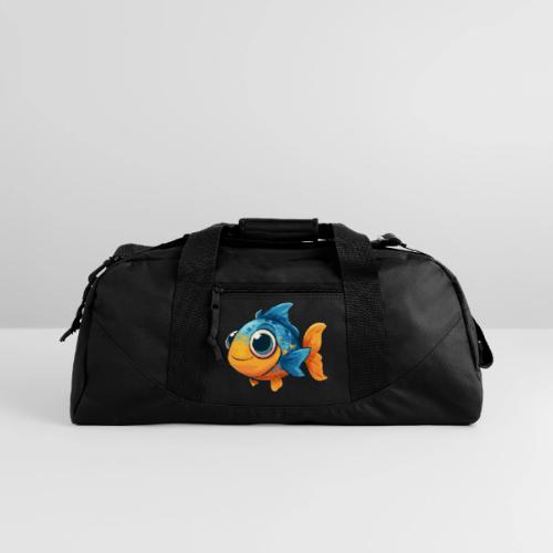Colorful Cartoon Baby Fish in Blue and Orange - Recycled Duffel Bag