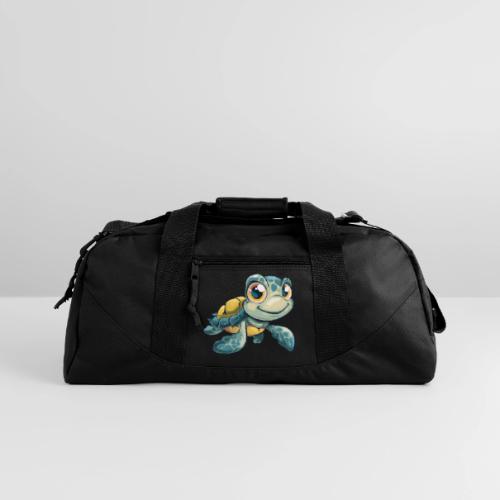 Playful Cartoon Baby Sea Turtle with a Smile - Recycled Duffel Bag