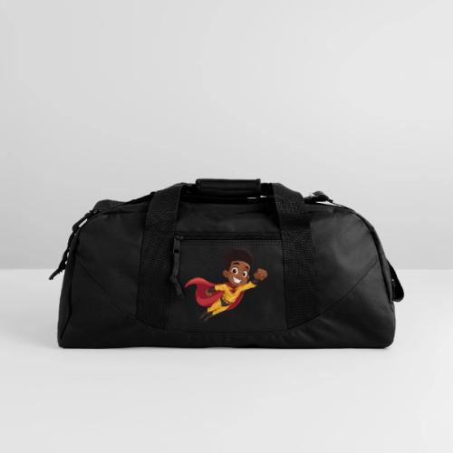 Flying Cartoon Superhero Boy in Red Cape - Recycled Duffel Bag